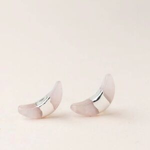 Scout Crescent Moon Rose Quartz and Silver Stud Earrings